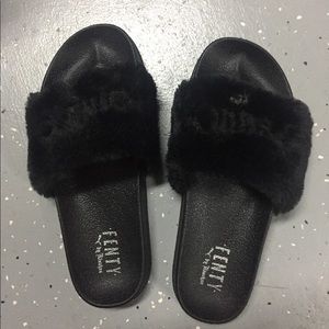 Fenty PUMA black fur slides